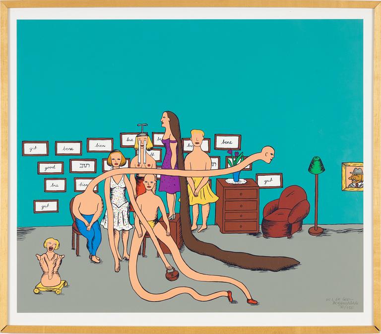 Marie-Louise Ekman, färgserigrafi, 1971, signerad 36I150.