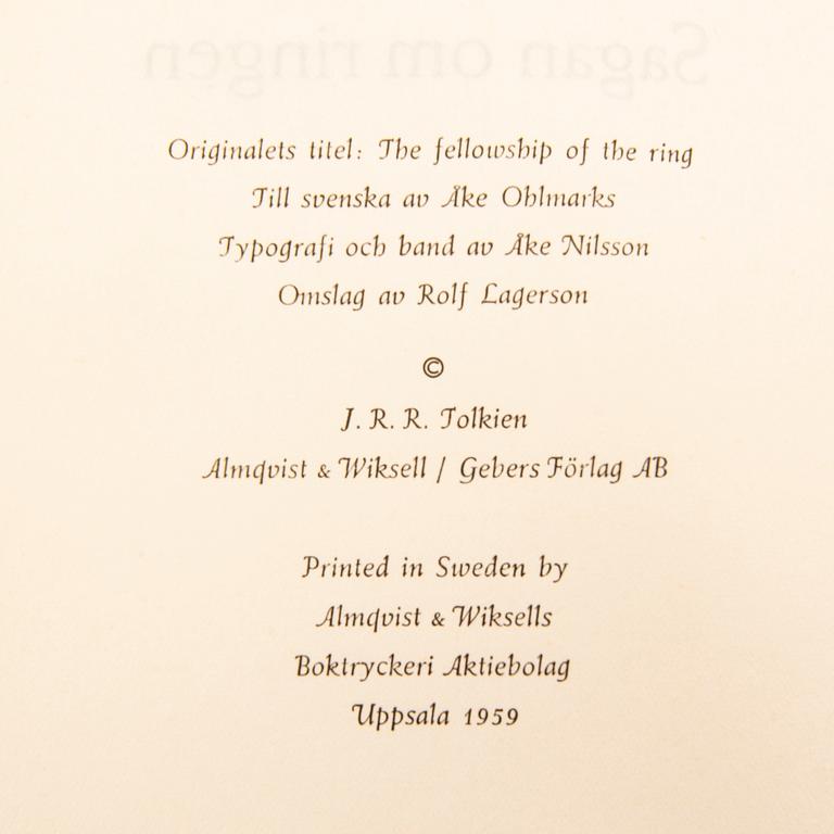 J.R.R Tolkien,  böcker 2 vol 1959/60 (Svensk första utgåva).