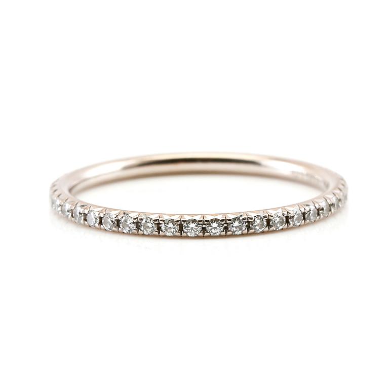 Tiffany & Co, "Metro Ring" full eternity ring in 18K white gold with round brilliant-cut diamonds.