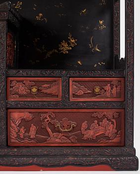 A lacquer display cabinet, late 19th Century.