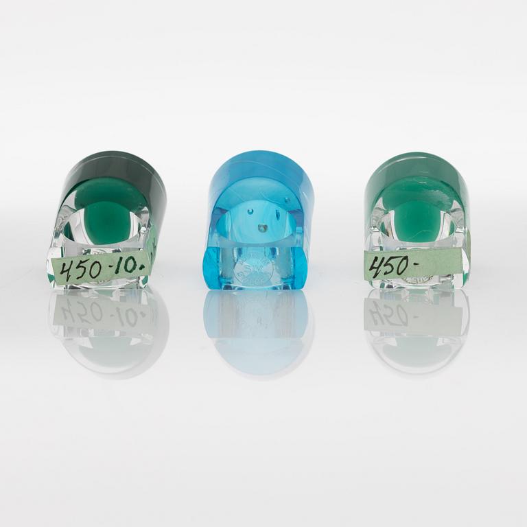 Siv Lagerström, three acrylic plastic rings, 1970s.