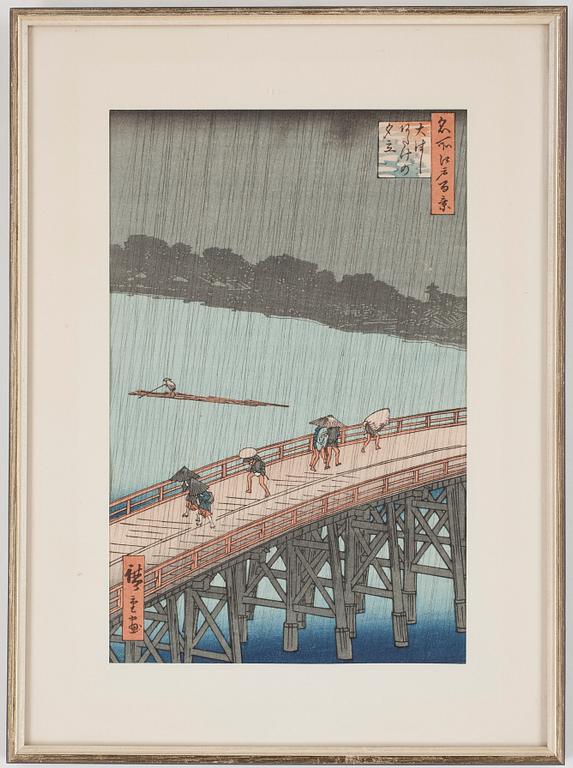 ANDO UTAGAWA HIROSHIGE, efter, träsnitt 6 st. Senare tryck. Japan. 1900-tal.