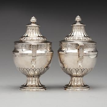 A pair of Swedish 18th century silver sugar-bowls, marks of Jacob Lampa 1783.