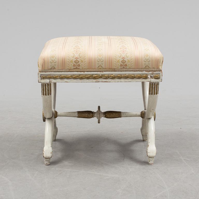 STOOL, EPHRAIM STÅHL, In the manner of the artist, a late Gustavian stool from around year 1800.