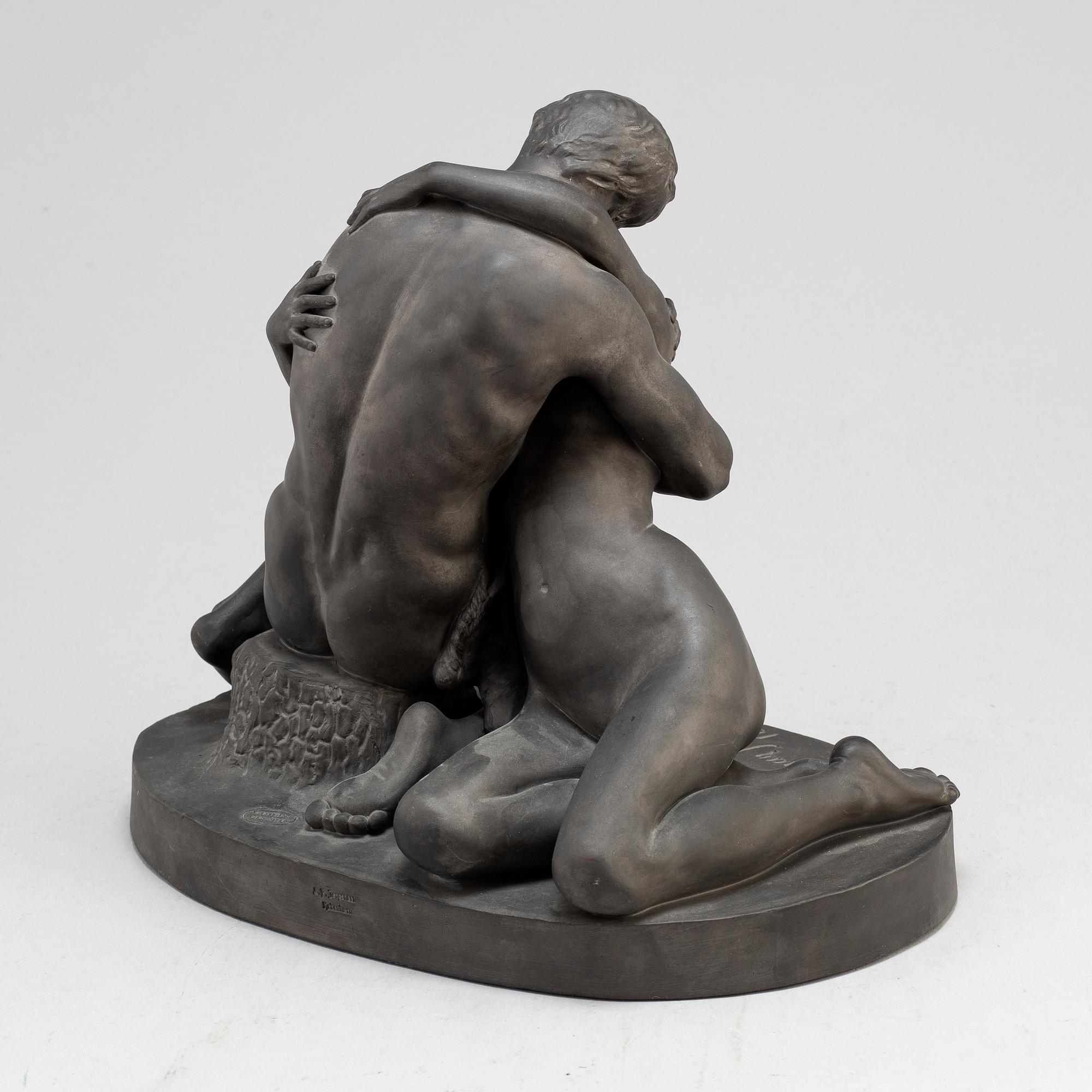 STEPHAN SINDING, after, a 'To Mennesker' sculpture, signed and dated 1889, 20th century.