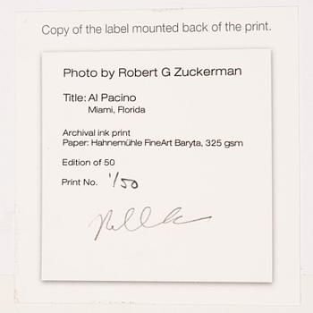 Robert Zuckerman, fotografi, numrerad 1/50, signerad.