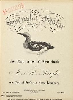 LITOGRAFISKA TRYCK, häfte 1-105, ur M och W von Wright, Svenska fåglar, A Börtzells, Stockholm, 1920-tal.