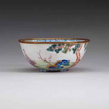 SKÅL, emalj på koppar. Qing dynastin, Qianlong (1736-95).