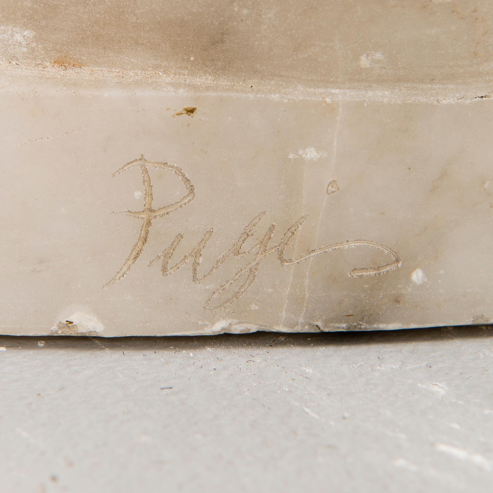 GUGLIELMO PUGI, marmorskulptur, signerad Pugi.