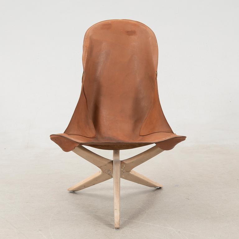 Gösta Westerbergs, a beech and leather easy chair, second half of the 20th Century.