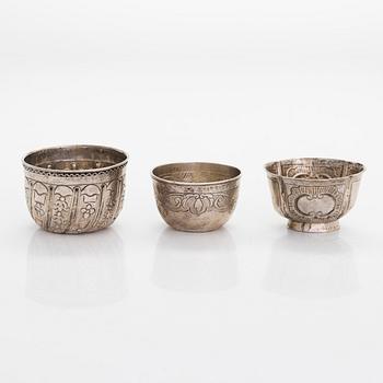 Three 18th-century silver tumblers, Moscow.