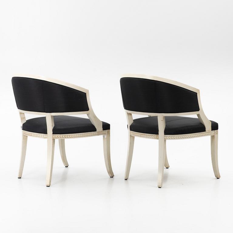 A pair of late Gustavian style armchairs, second half of the 20th century.