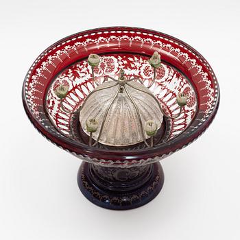 Fountain, Bohemian glass, mid-19th century.