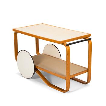 Alvar Aalto, a mid-20th century '98' tea trolley for Oy Huonekalu- ja Rakennustyötehdas Ab, Finland.