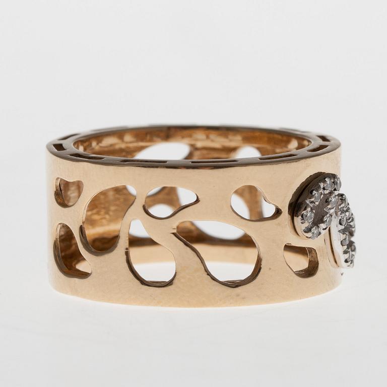 RING, 18K guld, 16 briljantslipade diamanter, Nanis, Italy, 1900-talets slut.