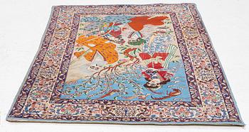 A Tabriz rug, figural, c. 152 x 108 cm.