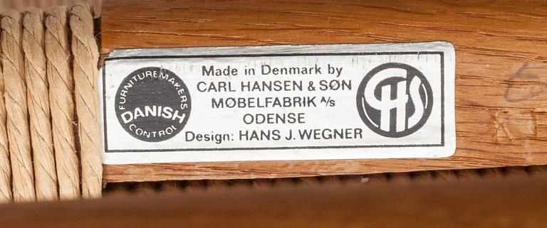 STOLAR, 2 st, Y-stolen, Hans J Wegner, Carl Hansen o Son, etikettmärkta.