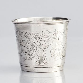 A German silver beaker, unclear makers mark, possibly Konstanz 17th century.