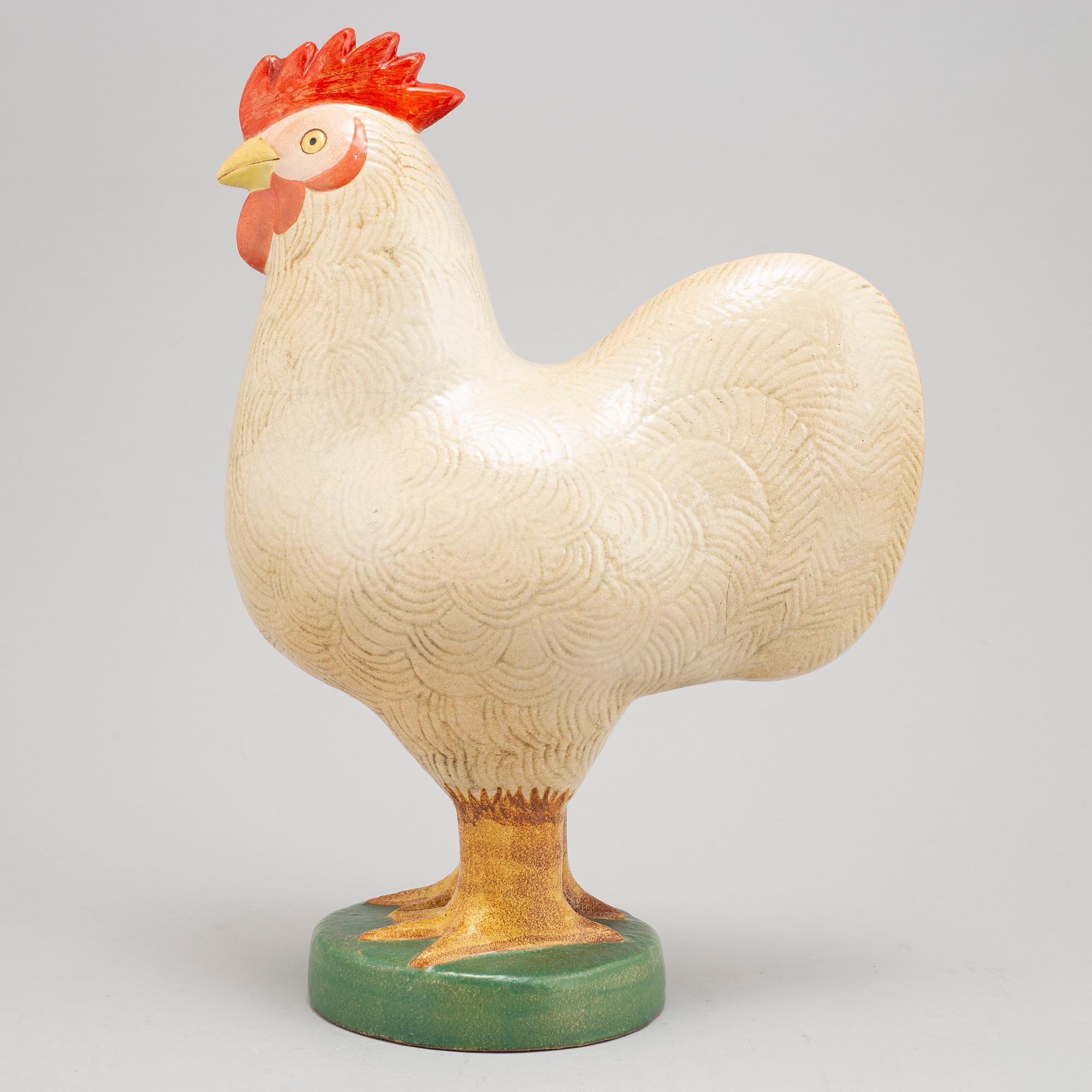 Lisa Larson, a stoneware figurine of a rooster, K-studion, Gustavsberg.