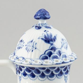 A three piece Royal Copenhagen "Blue Fluted" full lace coffee service.