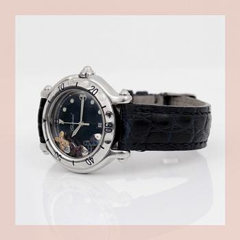 WATCH, Ladies. "Happy Sport" Chopard, Geneva. Stainless steel  and tree moving fishes. 2 original straps.