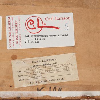 Carl Larsson, "Eiffeltornet under byggnad".