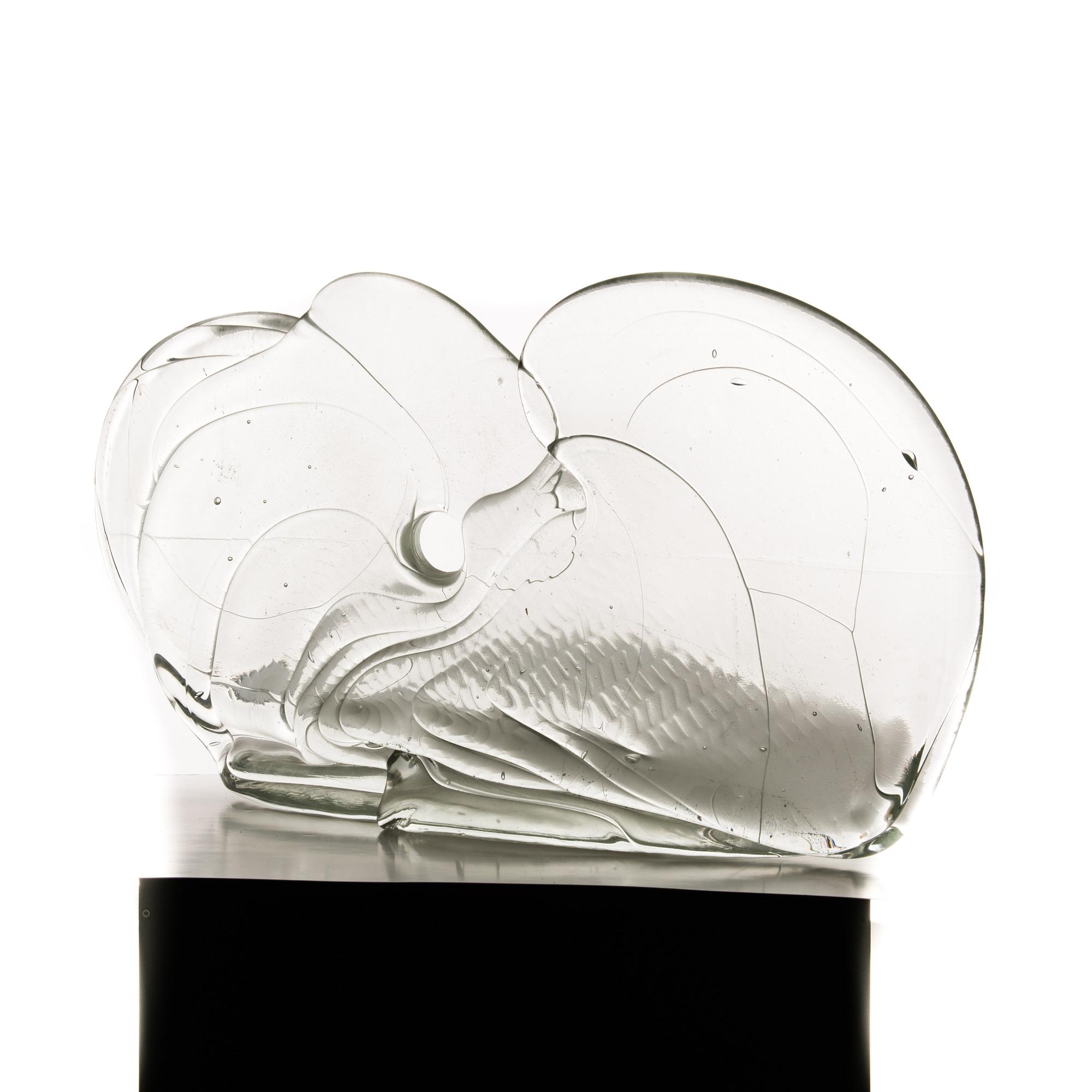 A glass sculpture signed Timo Sarpaneva 1988, Iittala.