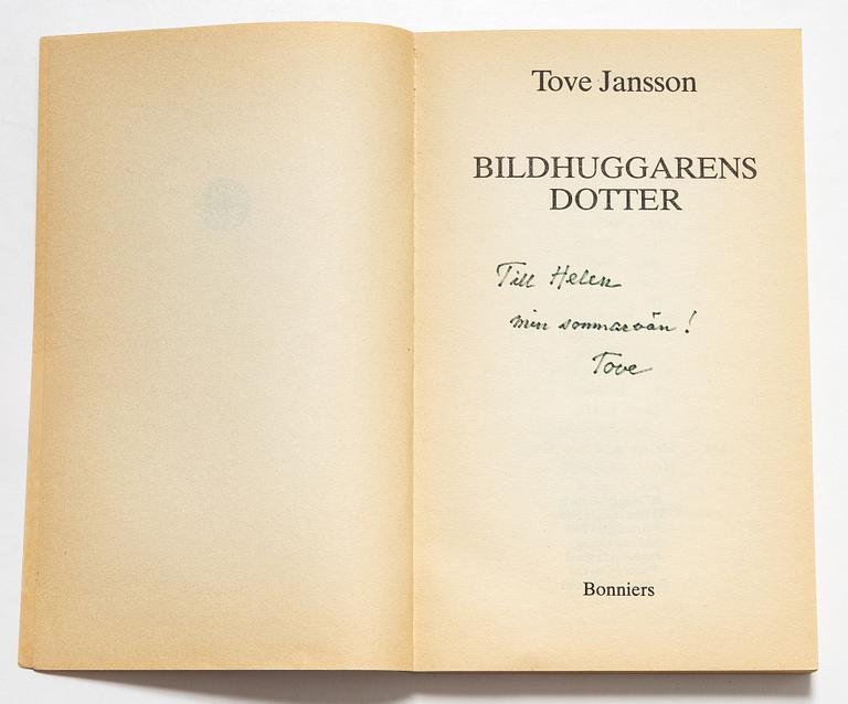 Tove Jansson, a book, 'Bildhuggarens dotter', signed.