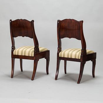 Five mahogany veneered Empire style chairs, Russia / the Baltics, mid 19th century.