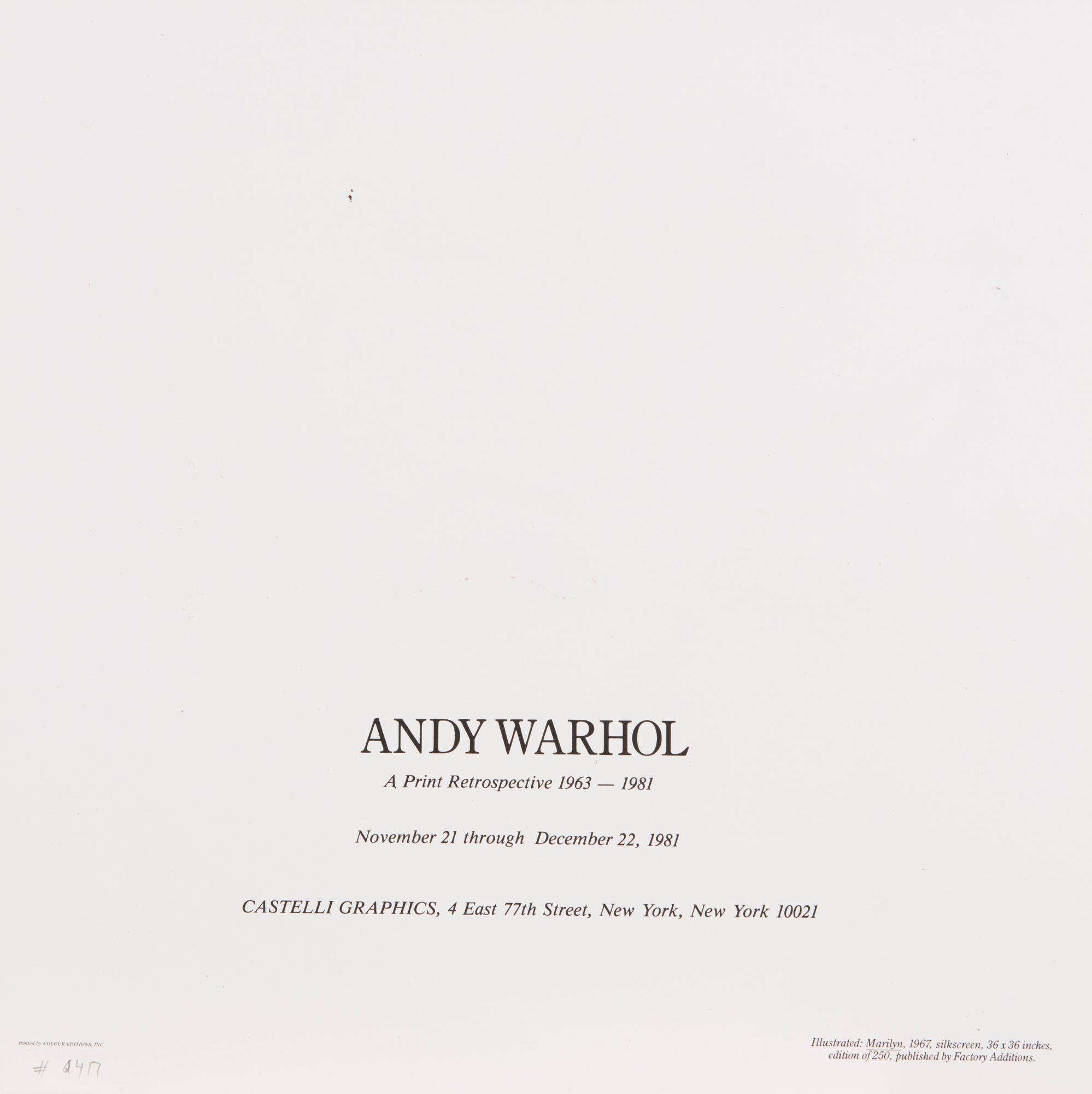 ANDY WARHOL, "MARILYN (ANNOUNCEMENT)".