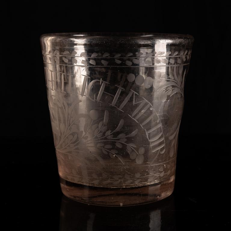 Bröllopsbägare, glas, Tyskland, 1700-tal.