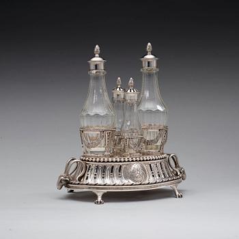 A Swedish 18th century cruet-set, marks of Stephan Westerstråhle, Stockholm 1795.