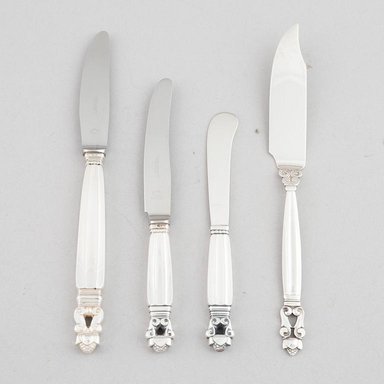 Georg Jensen, a set of 102 pieces of 'Konge/Acorn' sterling silver flatware, design Johan Rohde, Copenhagen.
