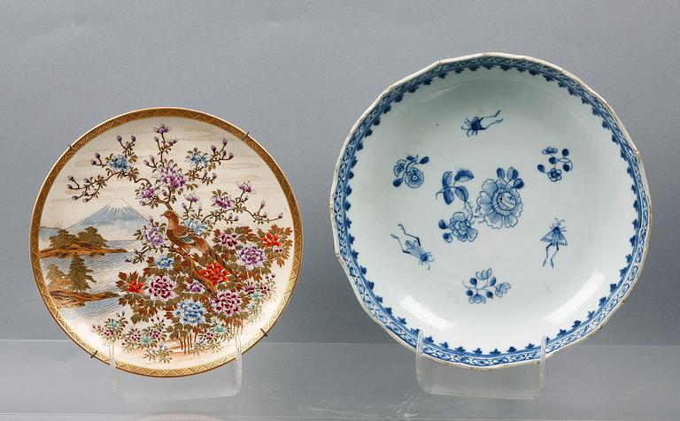 SKÅLFAT SAMT TALLRIK, porslin, Kina resp Japan, 1700-1900-tal.