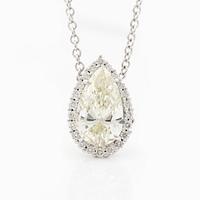 Necklace 18K white gold with a pear-shaped diamond accompanied by GIA report.