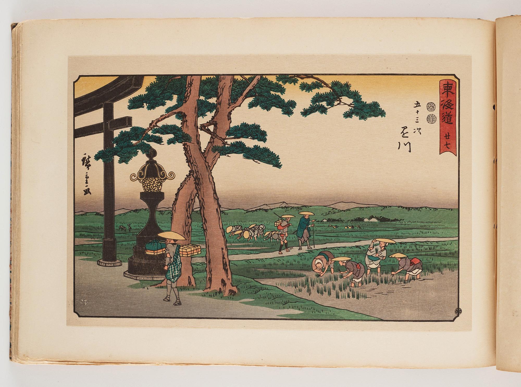 An album with Japanese woodblock prints after Ando Utagawa Hiroshige (1797-1858), mid 20th Century. (37 prints).