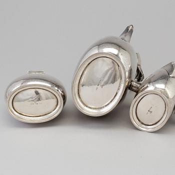 GAB, kaffeservis, 3 delar, silver, Stockholm, 1918.