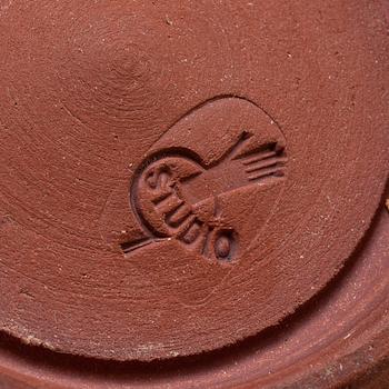 WILHELM KÅGE, a Farsta stoneware dish and a "Spirea" vase, Gustavsberg studio, Sweden 1950's.