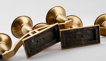 KANDELABRAR, 1 par, mässing, art déco, 1920-/30-tal.