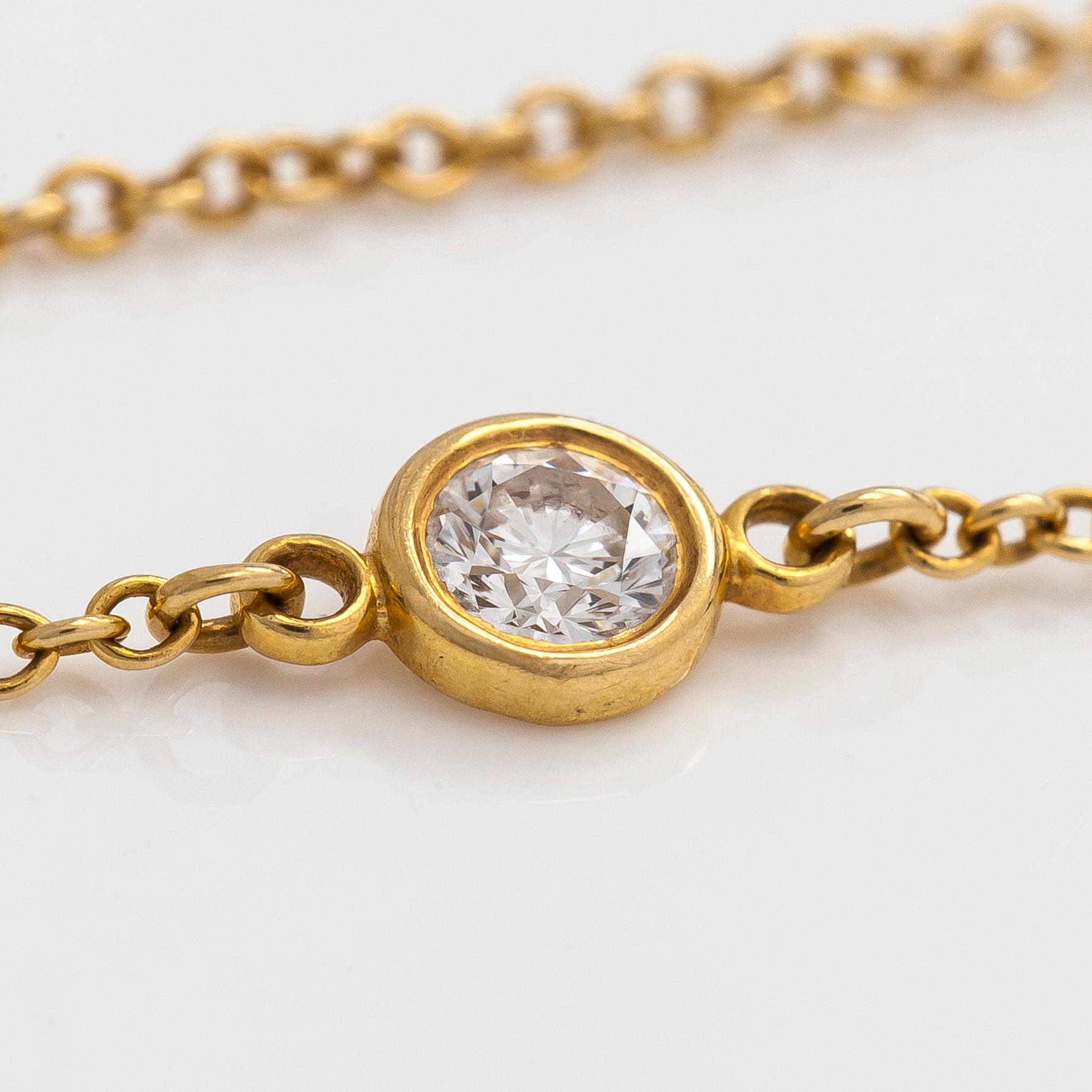 Tiffany & Co, Elsa Peretti, rannekoru, "Diamonds by the Yard", 18K kultaa, timantti n 0.08 ct.