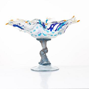 Uppsatsskål, glas. Signerad ILK och daterad, -95.
