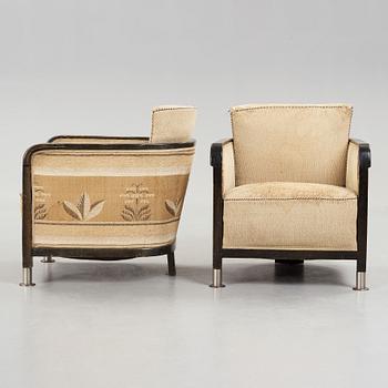 Otto Schulz, a pair of easy chairs, Boet, Gothenburg, Sweden, ca 1935.