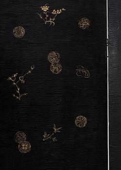 A six panel lacquer screen, Qing dynasty (1644-1911).