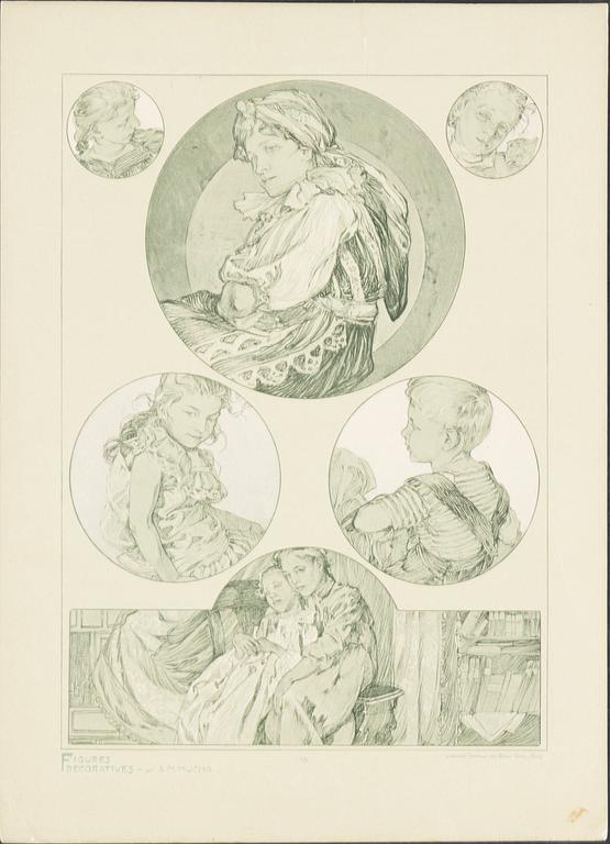ALPHONSE MUCHA, after, 5 prints.