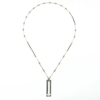 A Wiwen Nilsson sterling and rock crystal pendant and chain, stamped 'New York 39', Lund 1939.