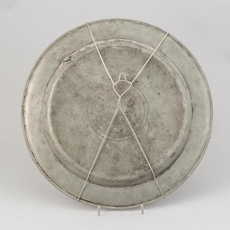 A group of six pewter dishes, different makers mark, most early 19th Century, Swedish/English.