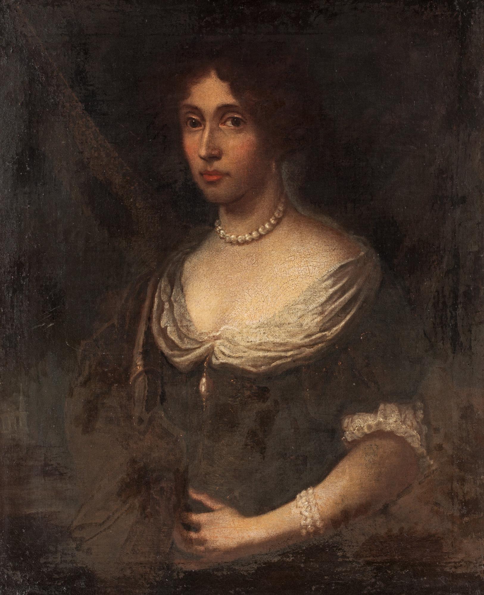 Simon Vouet Follower of, Lady with pearls.