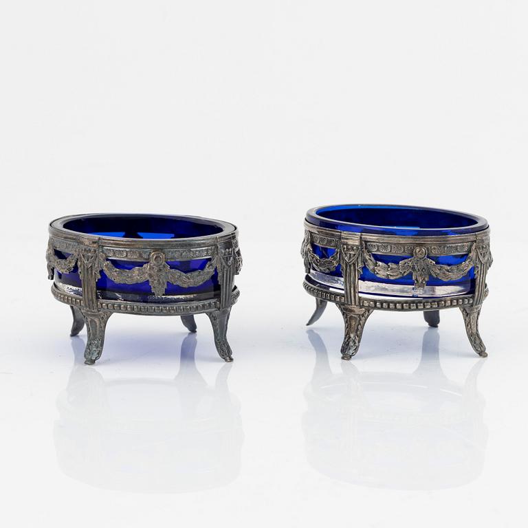 A pair of late Gustavian silver salt cellars, Berndt Johan Frodelius, Stockholm, Sweden, 1792.