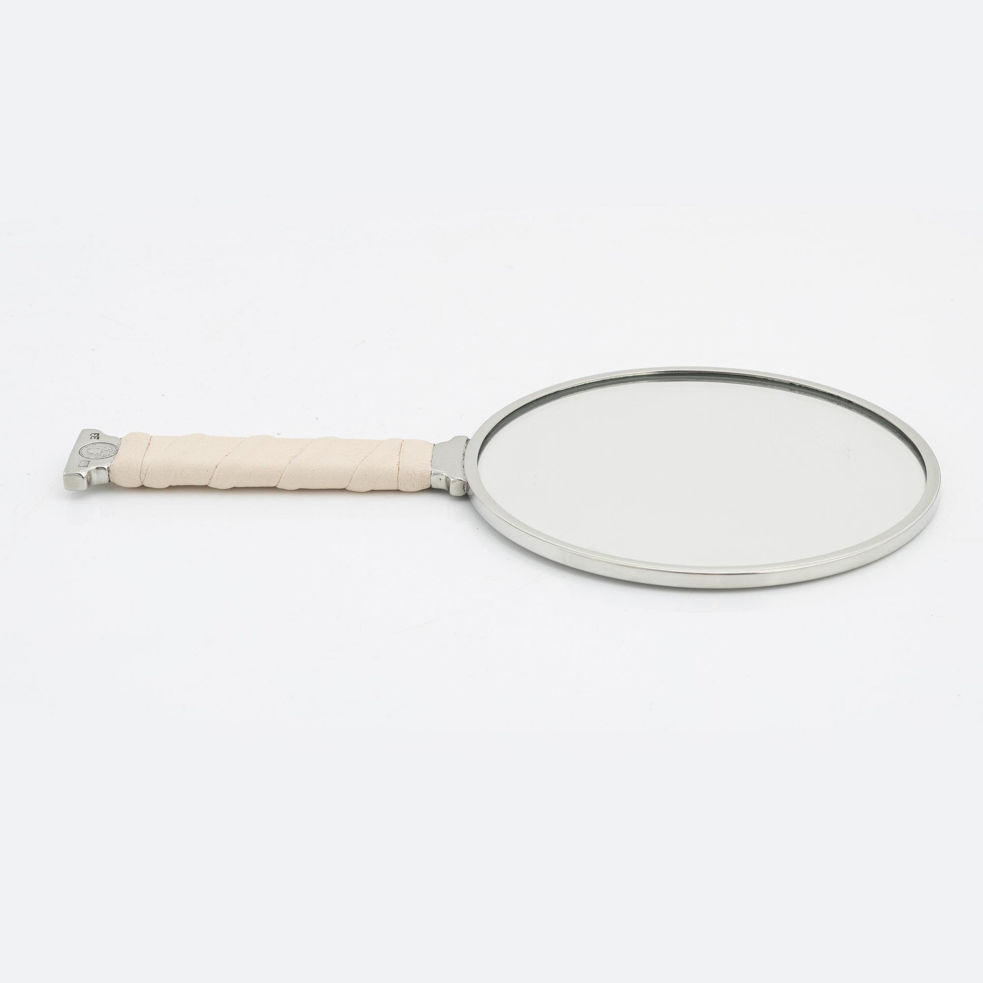 Eric Ericsson, a pewter and leather hand mirror 'Självbild Nr 5', 2012.