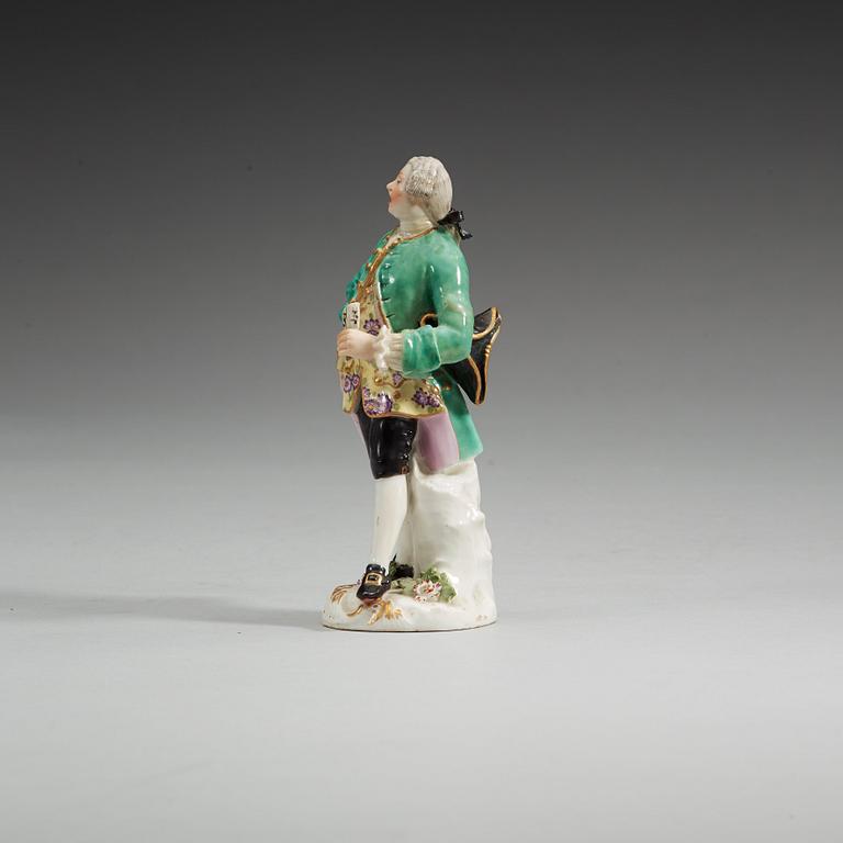 A Meissen figure of a singer, circa 1755.